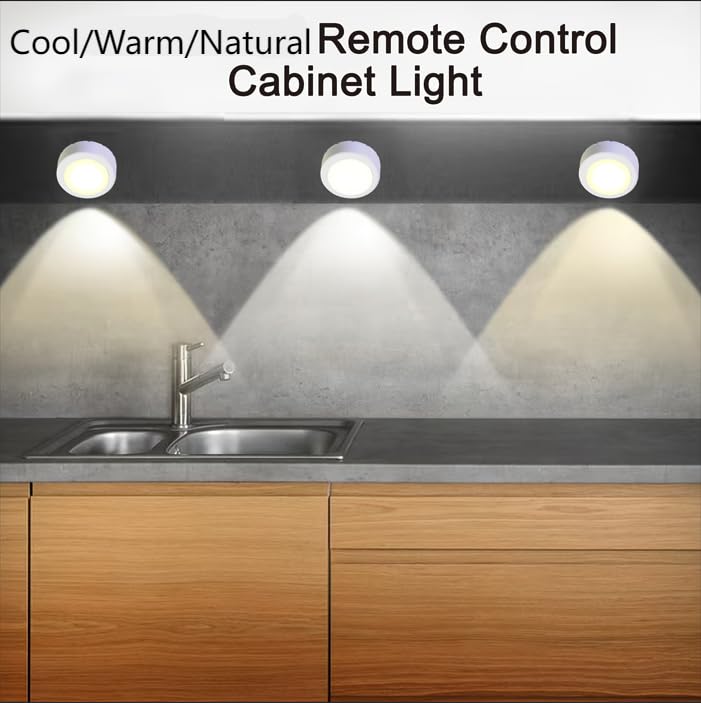 Image of WRalwaysLX 10 Pack LED Cabinet Push Light, Operates On 3x1.5V AAA Batteries (Not Included) for Kitchen Under Cabinet Lighting, Closets, Cabinets, Counters