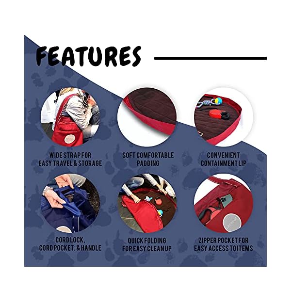 Lay-n-Go-3-in-1-Large-Portable-Drawstring-Dog-Bed-Car-Seat-Cover-and-Toy-Storage-Organizer-for-Pets-Travel-Camping-Crates-Sofa-and-Couch-44-inch-BurgundyChocolate Lay-n-Go Travel Dog Bed (44") - Portable, Comfortable, and Easy to Clean