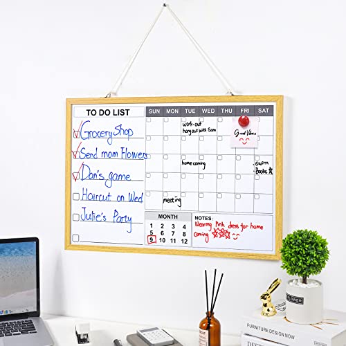 Homde Double-Sided 24’’ X 16’’ Combination Whiteboard: Monthly Calendar Planner + Cork Board + Blank Dry Erase Boards For Office Home #TOP7