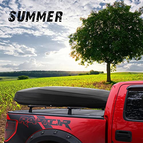 Image of Truck Rack with Two Cross Bars and Four Brackets for Pickup Bed, Universal Aluminum Black Bar Length Adjustable from Min 49 inch to Max 64 inch Works with Tonneau Cover that Mounts on Top of Rails