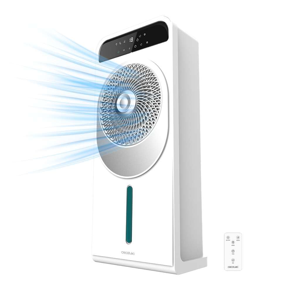 Cecotec Climatizador Evaporativo EnergySilence 5000 Cool Wave, 28 W, Motor DC, Depósito 5L, Mando a distancia, Pantalla LED, Control táctil, 12 Velocidades, Temporizador hasta 9h, Oscilación de 360º