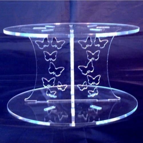 Butterflies Round Acrylic Pillars Wedding & Party Cake Separators/Stands 15cm โ 13cm