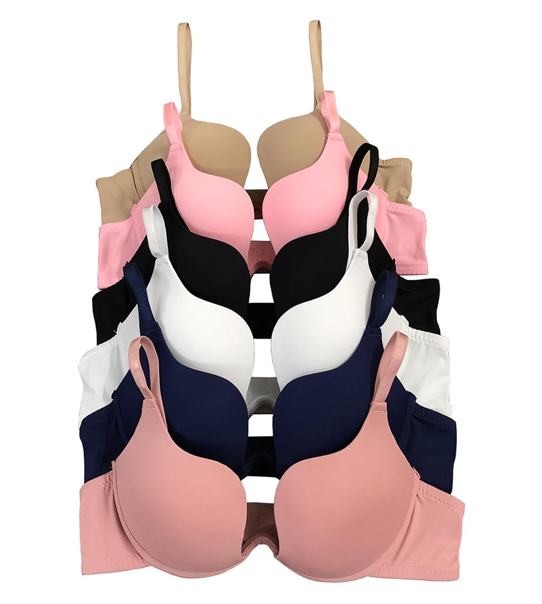 Viola's Secret 6 Pack of Color Print T-Shirt Bras B Cup C Cup and D Cup