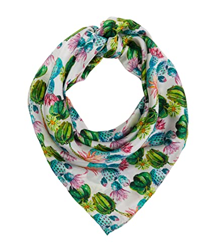 M&F Western Wild Rag Silk Cactus Print White One Size