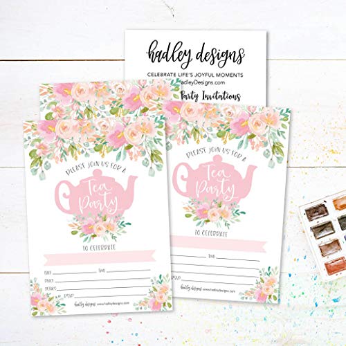 Image of Hadley Designs Kids Birthday Invitations Girl Princess Theme - 25 Princess Birthday Party Invitations For Girls, Royal Invites For Girls, Cute Tea Party Supplies, Made in USA