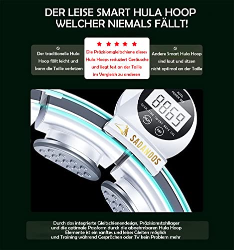 Foto von Sadandos Smart Hula Hoop Fitnessgerät für Zuhause, Hula Hoop-Reifen Leise, Abnehmen Geräte mit Intelligenter Verstellbarer Zähler, Hoola Hup Reifen Fitness mit Einstellbare Größe und Massagenoppen