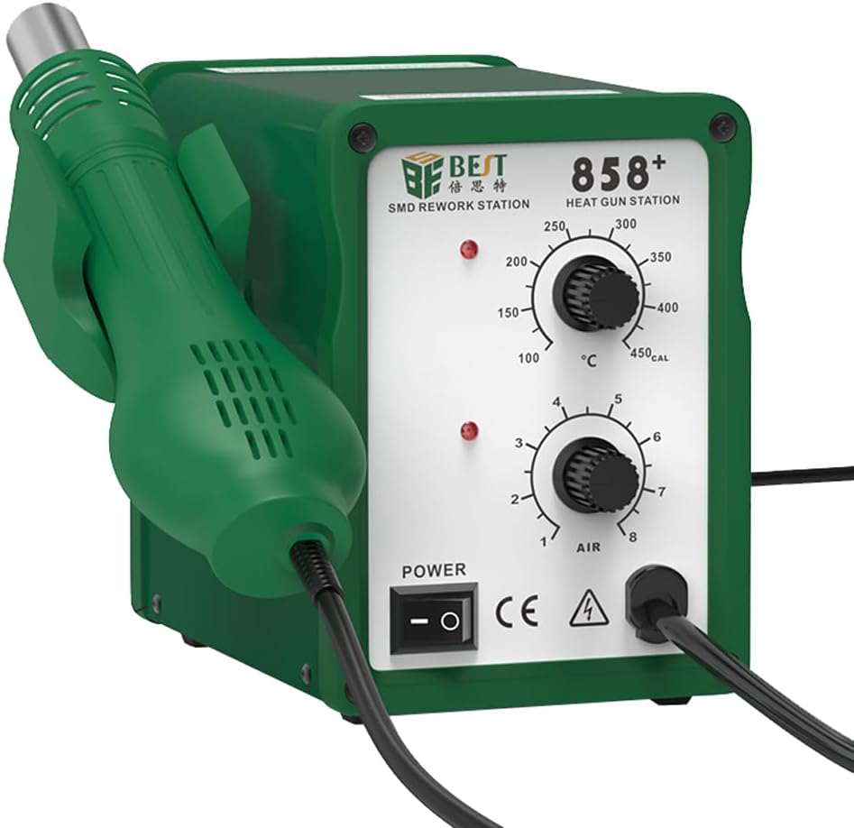 BST-858+ 650w Temperature Adjustable Digital Display Hot Air Gun Automatic Rework Soldering Station - 220V