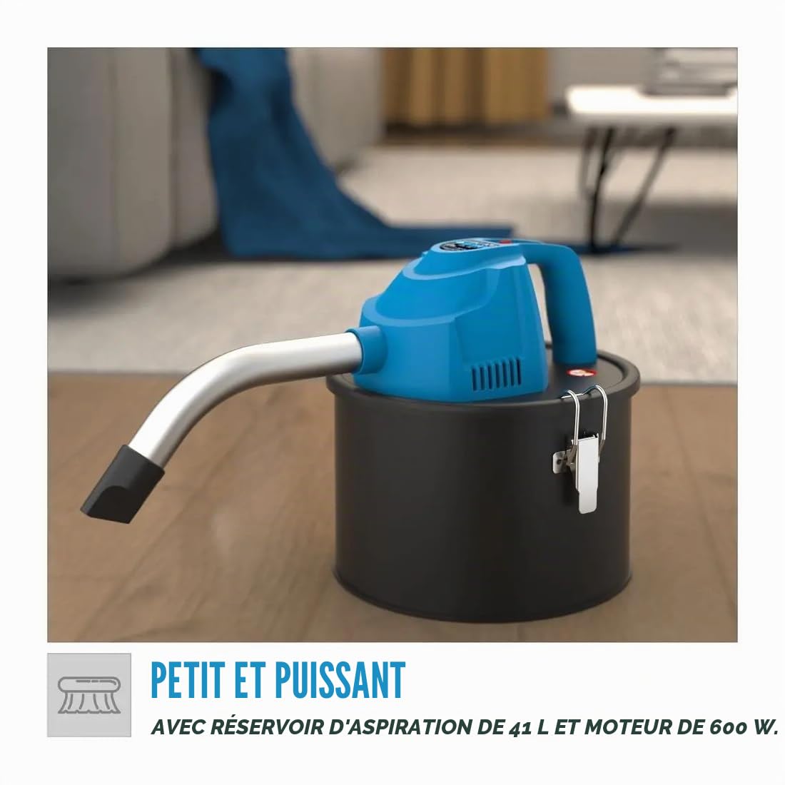 Güde Aspirateur à Cendres GA 4-600.1 17015, Aluminium, Plastique, Bleu, Noir, 600 W
