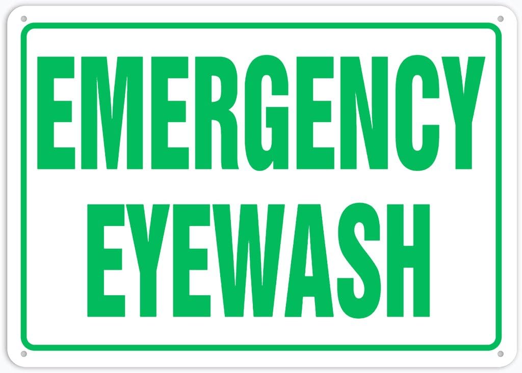 Feehiget Emergency Eyewash Outdoor Street & Home Bar Club Kitchen Restaurant Wall Art Decor Plaque Signs 12X8Inch