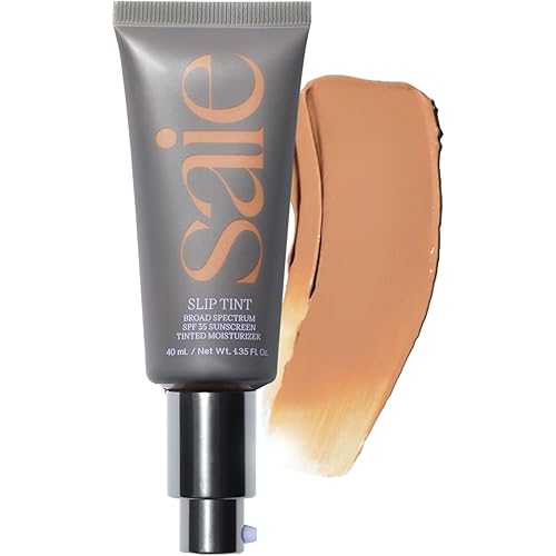 Saie Slip Tint Tinted Moisturizer with SPF 35 - Light Coverage, Glowy Skin Tint & Mineral Sunscreen for Face with Hydrating Hyaluronic Acid - Summer Makeup Essential - Shade Four + Half (1.35 oz)