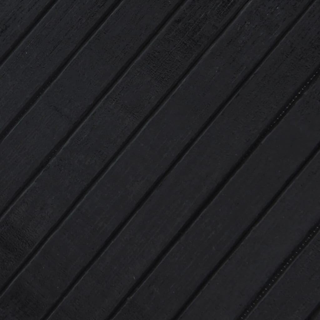 Tapis en bambou noir 100 x 100 cm – Tapis de sol carré en fibre naturelle avec dessous antidérapant – Tapis en bambou robuste pour salon, cuisine et couloir