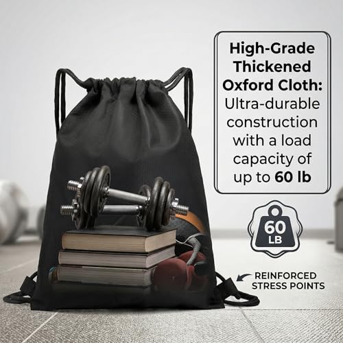 Image of 2-Pack Waterproof Drawstring Backpacks, Soccer-Texture Oxford Fabric, 16.9 inch x 13.8 inch, Lightweight 0.19 lb Each, No Eyelets, Gym & Marathon Gear Sacks(Black)