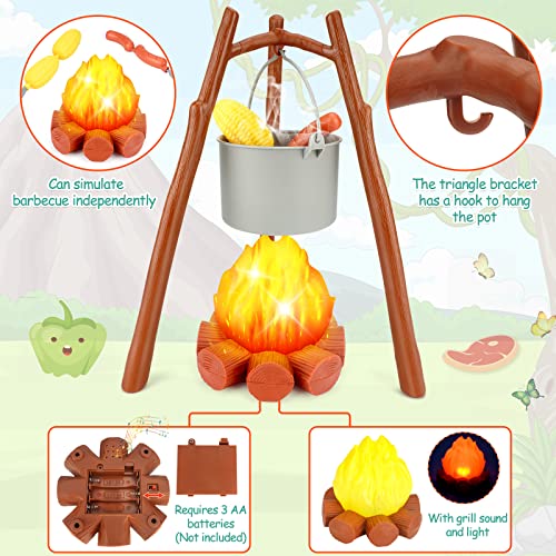 Rezucrey NO.2 Kids Camping Toys Set, Pretend Play With Campfire, Pretend Cutting Food For Play Kitchen Camping Gear thumb #3