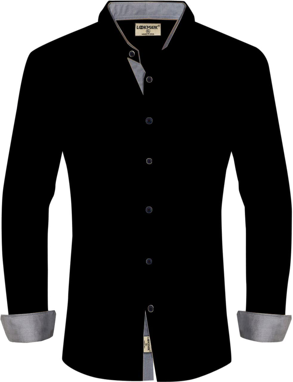 LookMarkMen's Cotton Blend Stitched Solid Full Sleeve Slim Fit Shirt