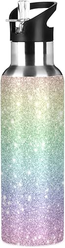 Miniatura 7 de Burning - Botella de agua de fútbol para niños, termo con tapa con pajilla, termo de acero inoxidable aislado a prueba de fugas para gimnasio al