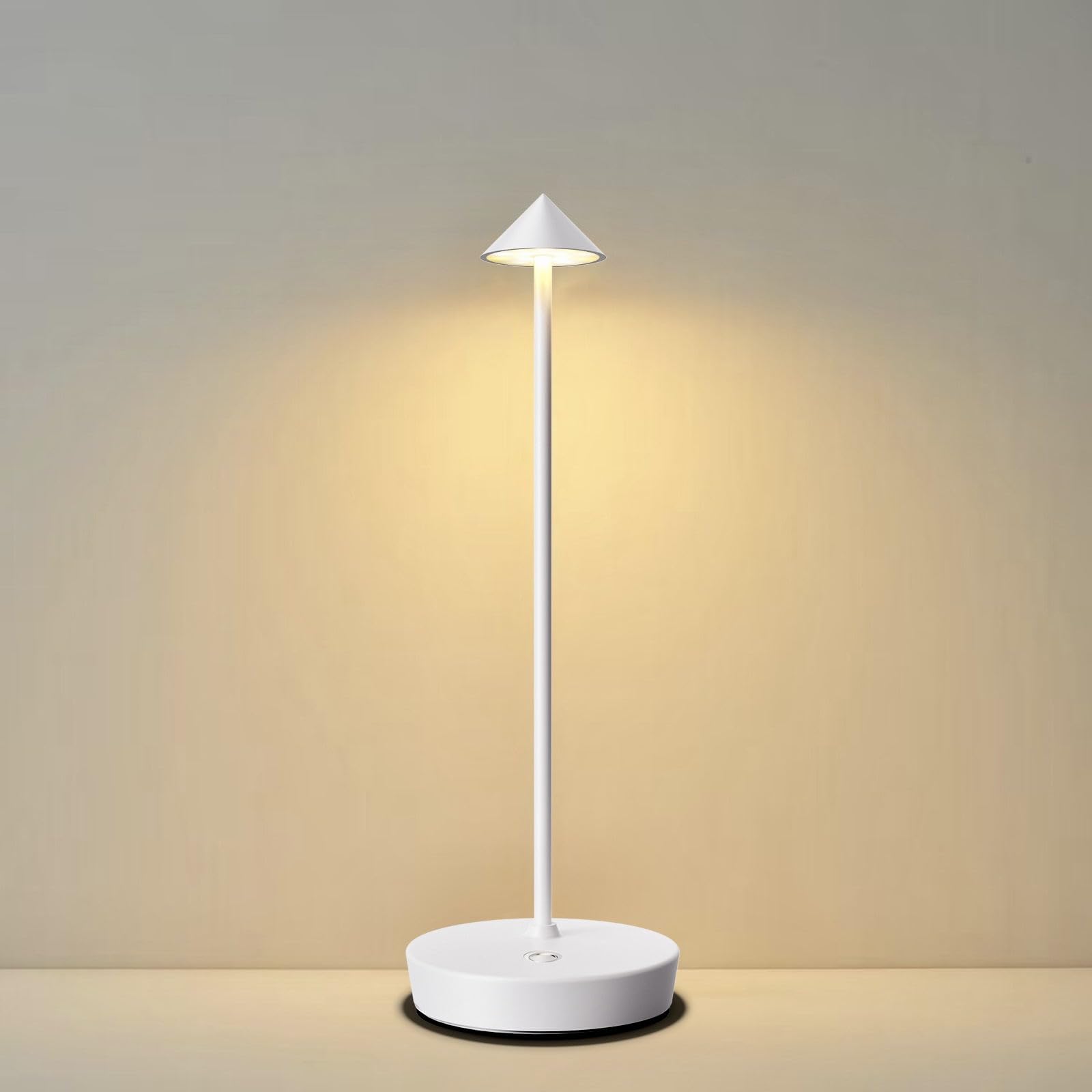 Tpczqj Rechargeable Cordless Table Lamp, 6000mAh LED Battery Operated Desk Lamp Touch 3 Color Stepless Dimming Portable Outdoor Waterproof Table Light for Patio/Restaurant/Dining/Home (White)