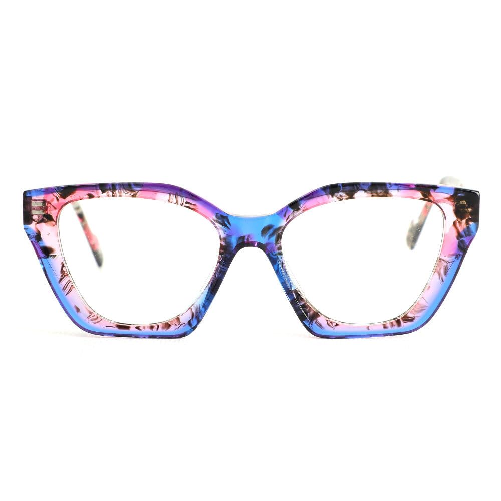Katzenaugen-Lesebrille Designer, Brillen Blaulichtfilter Reading Glasses Stylische, Lesebrillen Azetat mit Eingravierten Details Cat-Eye Lesestärke für Damen & Herren