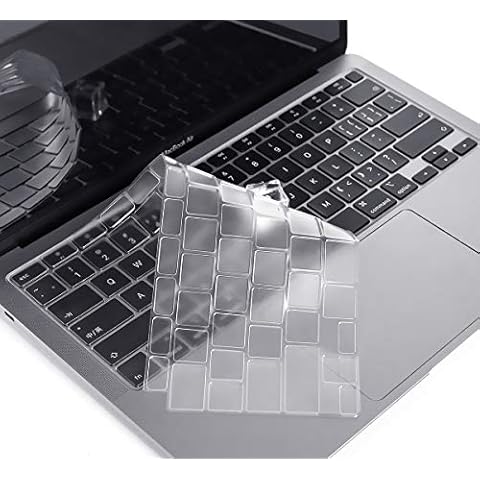 Keyboard Cover for New MacBook Air 13 inch 2020 Model A2179 A2337 Apple M1 Chip with Touch ID Transparency Keyboard Protective Skin, Ultra Thin TPU MacBook Air 2020 Keyboard Cover-TPU/Clear Cover