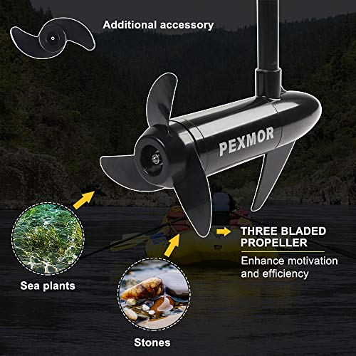 Pexmor ETM83 46Lbs Thrust 8 Speed Electric Trolling Motor, Electric Outboard Boat Motor W/Adjustable Handle & Led Indicator thumb #2