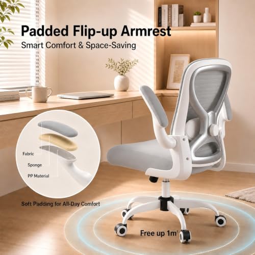 Image of Ergonomic Home Office Chair, 4-Way Lumbar, Thick Cushion, 330LBS (Gray /Finish Silver)