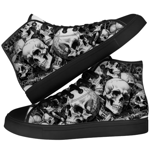Skull Shoes for Men Women Gothic Skull High Top Canvas Sneakers Lace Up Casual Walking Shoes Gifts for Mama Papa3