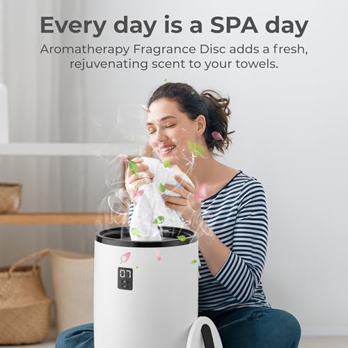 Image of SereneLife Towel Warmer Bucket Style - Portable Blanket Heater for Spa and Bathroom, Large Capacity, Customizable Fragrance, Auto Shut-Off, Fits 2 Large Towels or Blankets, One-Touch Control, Black