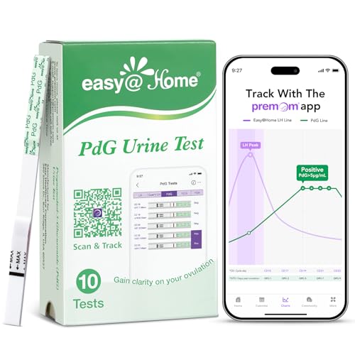 Image of Easy@Home PdG Test Strips: 10 Pack - Track Ovulation Insights with Progesterone Urine Tests - at Home Fertility Test for Women with Premom Ovulation App - PdG (Pregnanediol Glucuronide) Tests