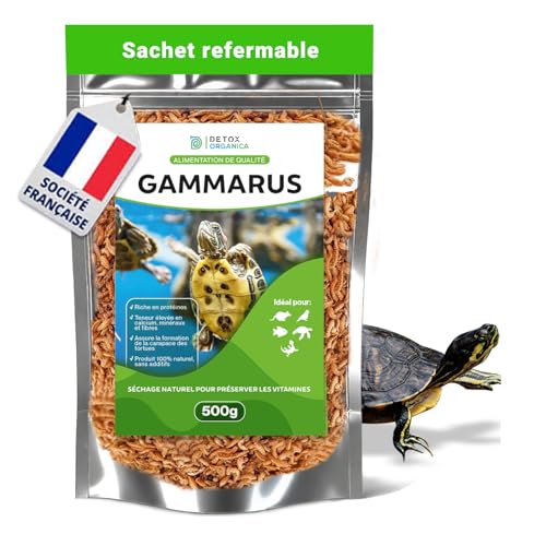 Detox Organica Nourriture Tortue Aquatique Gammarus 4.5litres =500g - 100% Naturel Crevette pour Tortue d’Eau – Riche en Calcium, sels minéraux et Fibres...