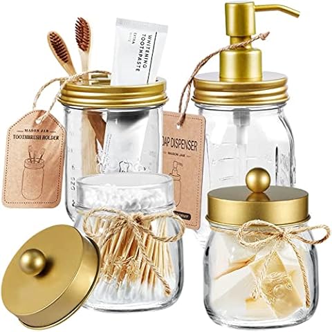 Amolliar Mason Jar Bathroom Accessory Set Cover