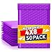 Metronic 50pcs Poly Bubble Mailers 4x8 Inch Padded Envelopes #000 Bubble Lined Poly Mailer Self Seal Purple