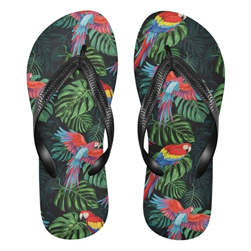 Burbuja Tropical Parrots Flip Flops for Women Men, Soft Thong Sandals Rubber Slippers for Pool Beach Essentials
