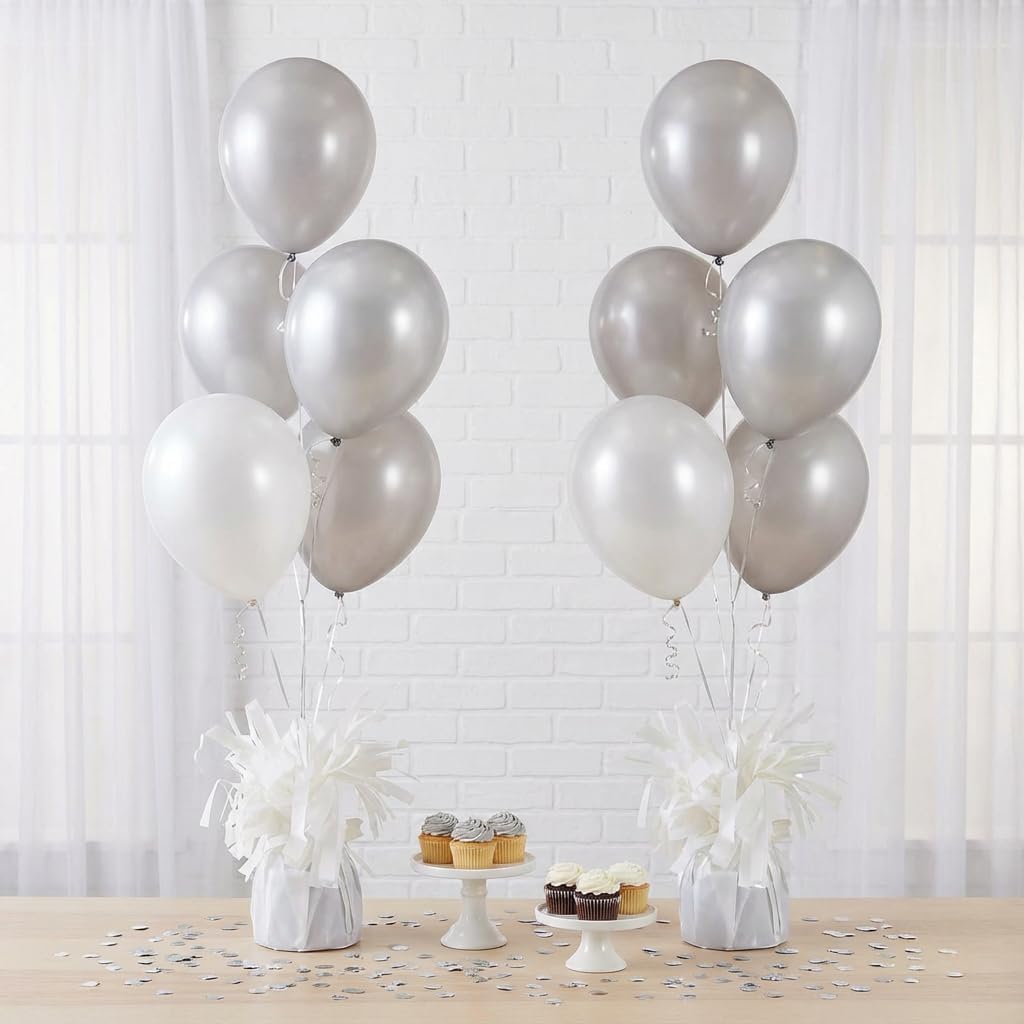Obciążniki balonowe są idealne na imprezy, urodziny, wesela. Każde opakowanie zawiera 6 szt. trwałych ciężarków, które z łatwością ozdobią balony i podnoszą każdą uroczystość. (Biały 100 g)