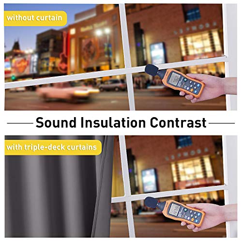 NICETOWN Noise Insulation Curtain Panels, Pair of Energy Smart & 100% Blackout Echo of Sounds Reducing Drapes for Dining Room Window, Thermal Guest Room Lined Window Dressing(Gray, 34 x 84 inch) - Image 3