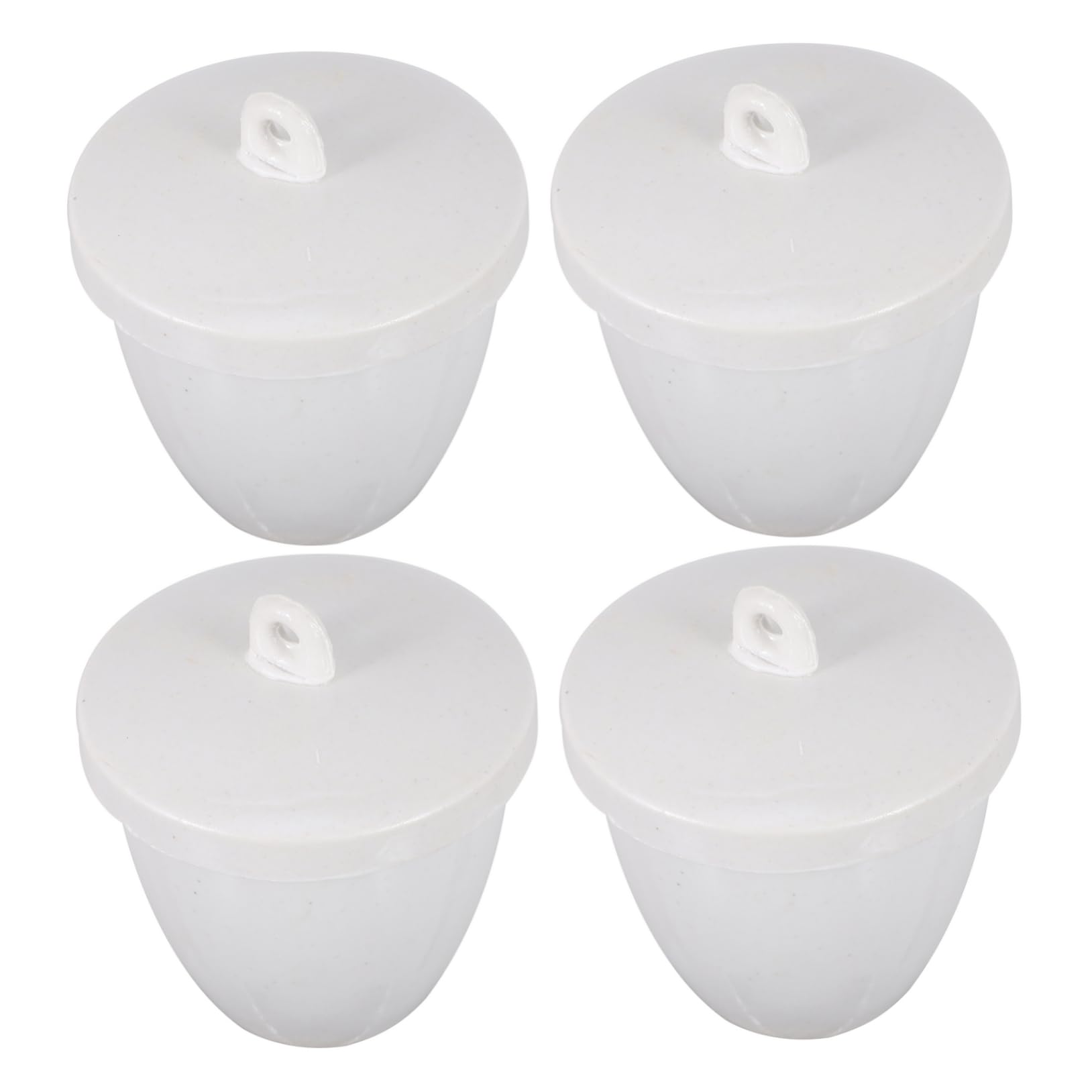 Creuset en Céramique avec Couvercle, 100ml, Lot de 4, Blanc