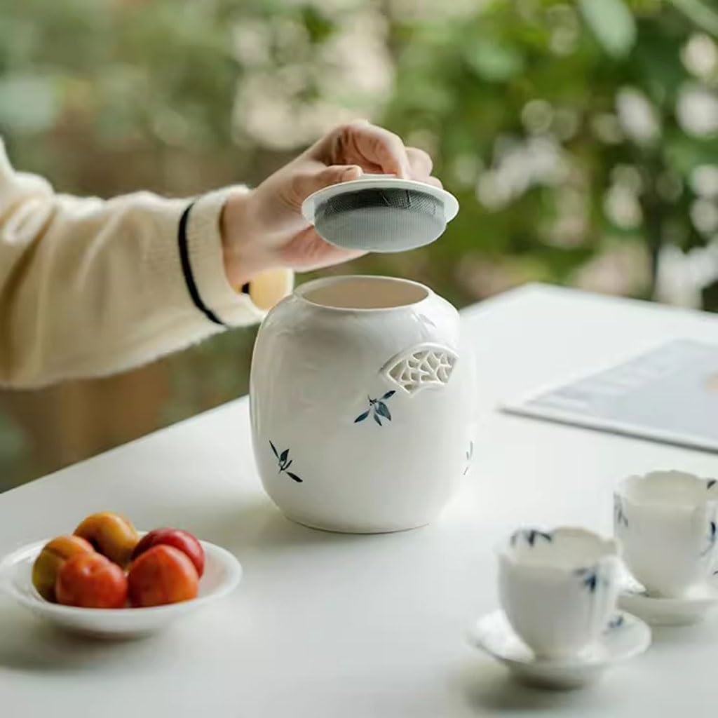 LYGSWDB Zuckerdose, handbemalte Phalaenopsis-Orchideen-Teedose, Keramik-Teelager, Haushalts-Pu'er-Tee-Vorratsdose, versiegeltes Glas, Teedose