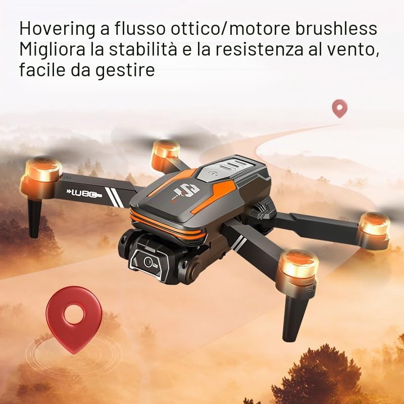 LU80 Drone con Telecomando a Schermo Integrato - Doppia Telecamera, Motore Brushless, Evitamento Ostacoli Intelligente, Stabilizzazione a Flusso Ottico (blue)