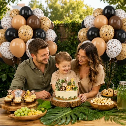 Image of Cheetah Print Balloons, 50 Pcs 12 Inch Black Brown Balloons