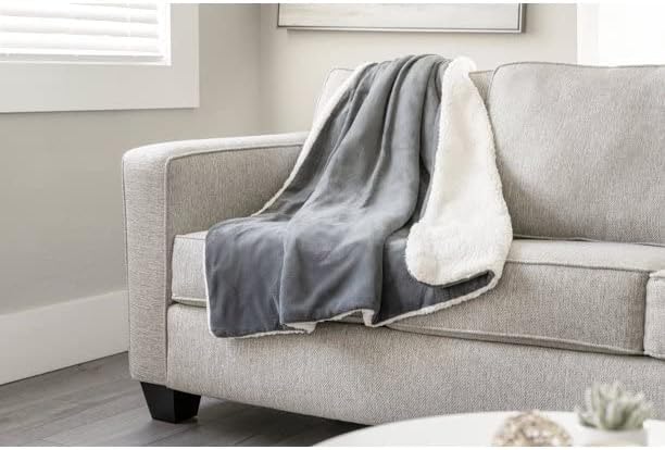 Miniatura 4 de SUNBEAM Microplush - Manta térmica de sherpa inversa (50 x 60 pulgadas), controlador de botón con 3 ajustes de calor, gris pizarra, gris (2157835)