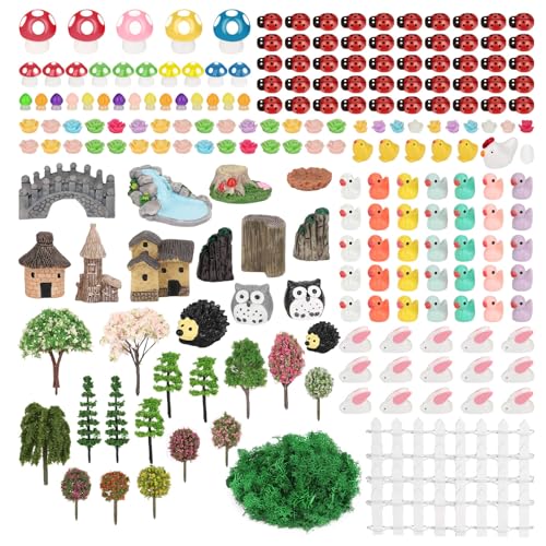 Thrilez 210 Pieces Miniature Fairy Garden Accessories, Including Resin Animals,