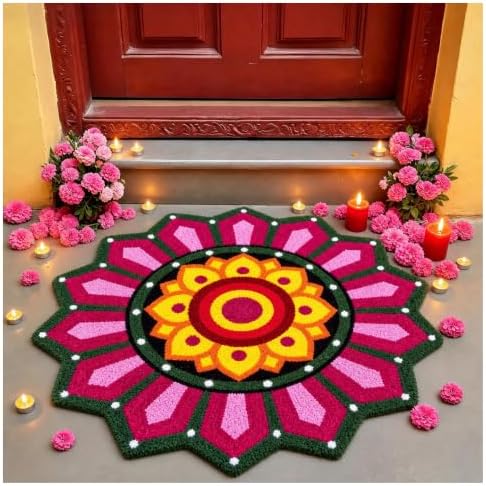 Frienda 24 Inch Diwali Rangoli Doormat Indian Pooja Decorations f...