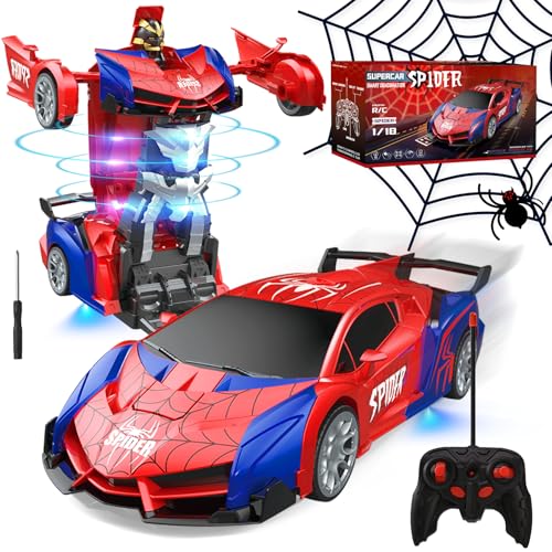 DAOUZL Coche Teledirigido Araña, 2.4GHz Transformación Robot Araña Coche RC con Mando a Distancia, Coche RC Robot 360° Rotación para Niños Cumpleaños Navidad Regalos 3 4 5 6 7 8+ Años