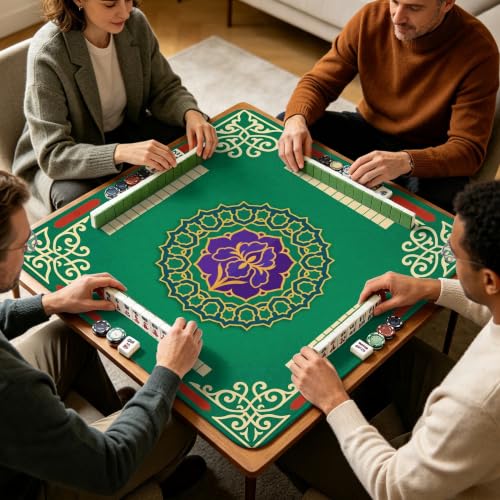 WHIMCHOIT Mahjong Mat for Table, American Mahjong Mat with Rules,33" x 33" Table Cover for Mahjong, Poker, Board Games, Dominoes, and Card Games,Anti-Slip, Noise-Reducing,with Carrying Bag(Style11) - Image 8