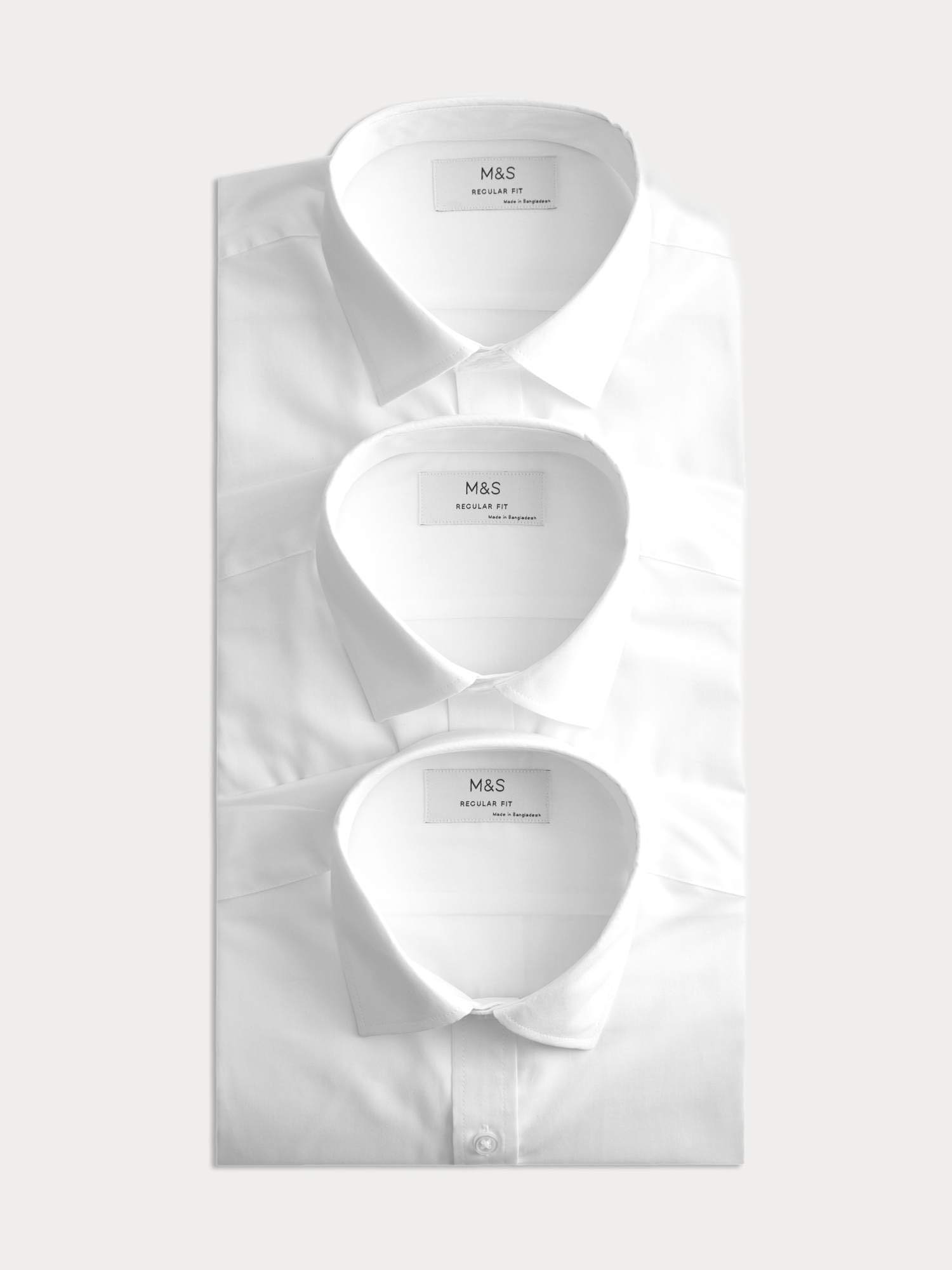 Marks & Spencer 3-Pack Uomo Camicie vestibilità Regolare Stiro Facile a Maniche Corte