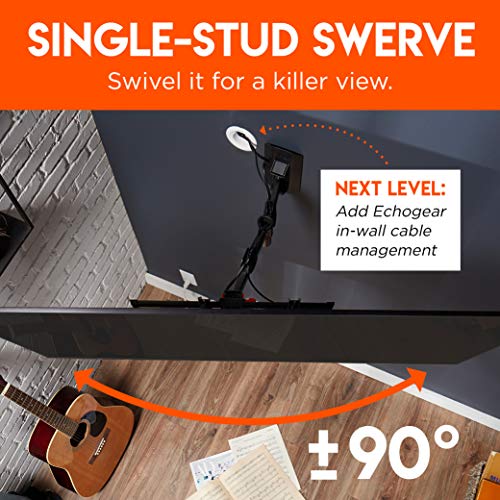 Echogear Swivel Full Motion Tv Wall Mount For Tvs Up To 60" - Smooth Extention, Tilt - Wall Template For Easy Install On 1 Stud - After Install Level & Hide Cables With Built-In Cable Management #TOP1