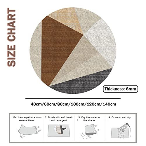 Tapis rond bleu géométrique lavable intérieur et extérieur - 5