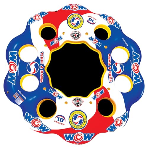 Wow Sports Tube-A-Rama Inflatable Floating Island - Holds Up to 10 People - 8 Seats - Water Raft for...