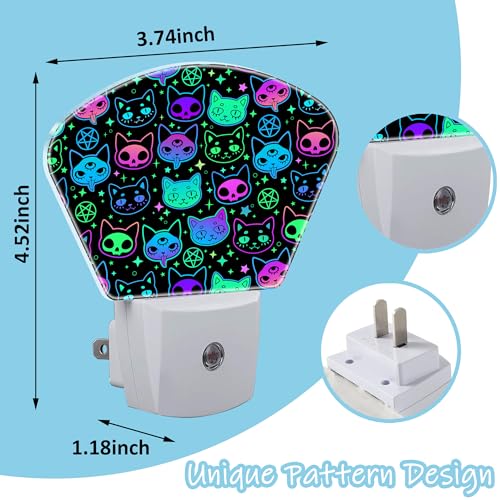 Image of Night Light Witchcraft Cats Plug-in LED Dusk-to-Dawn Sensor Soft Night Lamp,Suitable for Home Bedroom Bathroom Hallway Stairs