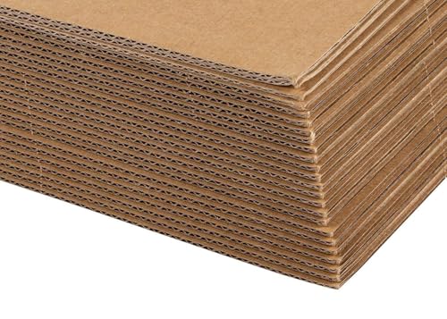Image of Mechdel Corrugated Cardboard Sheets , Flat Cardboard Sheets, Cardboard Inserts for Packing, Mailing, Crafts - Kraft Brown, 12 x 12 Inches (24)