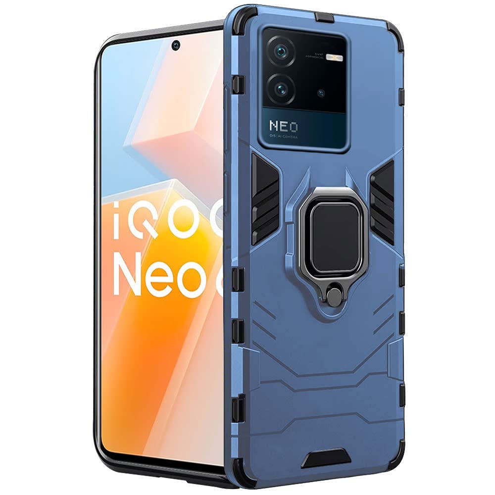 TheGiftKart Tough Armor Back Cover Case for iQOO Neo 6 5G Bumper | Ring Holder & Kickstand in-Built | 360 Degree Protection Back Case Cover for iQOO Neo6 5G (PC, TPU | Greyish Blue) (B0B2RKQP12) Amazon Price History, Amazon Price Tracker