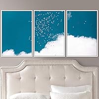 3 Piece Framed Canvas Wall Art Sky Confetti Abstract Industrial Modern Art Multicolor Patterns - 16